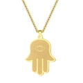 Collana con mano di Fatima dorata con ciondolo occhio onniveggente e catena a maglie tonde - Oro