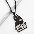 Collar con colgante de gato negro creativo en caja de acero inoxidable con cadena de caja - Collar Gato Corazón Caja