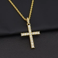 Hip hop gold cross pendant necklace with sparkling rhinestones on a rope chain - Gold Cross Pendant (Live Buckle) With 60CM Rope Chain