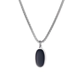 Minimalistische Edelstahlkette mit schwarzem ovalen geometrischen Anhänger und Box-Kette - Ovaler Tropföl-Stil (AL239)