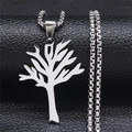 Collana con ciondolo Albero della Vita in acciaio inossidabile lucido e catena spessa - 60CM / Color Acciaio