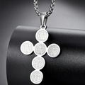 Polished stainless steel St. Benedict cross pendant necklace with heavy box chain for men - Steel