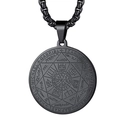 Collar colgante del sello de los siete arcángeles en acero inoxidable negro para hombre - Negro