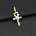 Hip hop gold Ankh cross pendant iced out with clear rhinestones for men jewelry - Gold Ankh Cross (Fixed Buckle)
