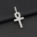 Silver iced out Ankh cross pendant necklace with sparkling rhinestones for men - Silver Ankh Cross (Fixed Buckle)