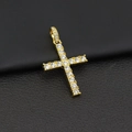 Hip hop iced out gold Ankh cross pendant with sparkling white diamonds on black leather - Gold Cross Pendant (Live Buckle)