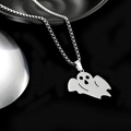 Poliertes Geister-Anhänger-Halskette aus Edelstahl mit Kugelkette für Halloween-Mode - Horror Geist
