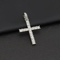 Iced out silver cross pendant necklace for men with sparkling cubic zirconia stones - Silver Cross Pendant (Live Buckle)
