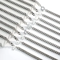 Silver stainless steel cuban link necklaces with alphabet pendants in hip hop style - Letter A Style (Silver)