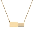 Golden minimalist envelope pendant necklace with adjustable sliding bar on fine O-chain - Glossy / Gold