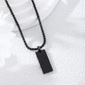 Minimalistische mattschwarze Edelstahl-Halskette mit Rechteck-Anhänger und Boxkette - Schwarze Quadratische Halskette