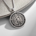Mens vintage stainless steel Knights Templar cross shield religious pendant necklace - Knight Shield-Steel Color (XL20241113)