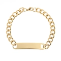 Gouden roestvrijstalen Cubaanse schakelarmband met een gepolijste graveerbare ID-plaat - Gouden ID Armband 20CM