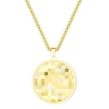 Goldene Edelstahlkette mit einem runden Medaillon-Anhänger im Vintage-Struktur-Design - Goldene Vintage Halskette
