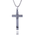 Collier avec pendentif sifflet croix en acier inoxydable gris foncé avec chaîne vénitienne - Noir
