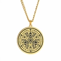 Gouden Enochian engel amulet ketting met Davidster en Alpha Omega symbolen - Goud