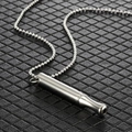 Polished silver stainless steel meditation whistle pendant on a ball chain necklace - Steel Color Bead Chain