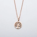 Collana albero della vita in oro rosa in acciaio inossidabile con ciondolo tondo - Oro rosa