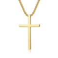 Collar con colgante de cruz de acero inoxidable dorado pulido y cadena minimalista unisex - Colgante Pequeño 3*1.8CM / Dorado