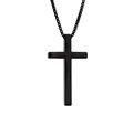 Collar de cruz minimalista de acero inoxidable negro con cadena de caja para ambos - Colgante Pequeño 3*1.8CM / Negro