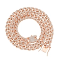 Cadena de eslabones cubanos en oro rosa con cristales de micro-pavé densos y brillantes - Collar de Longitud Media / Rosa oro