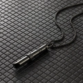 Collana fischietto per respirazione in acciaio al titanio nero con perline rotanti - Nero