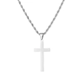 Colgante de cruz de acero inoxidable pulido con cadena de cuerda gruesa para hombre - Estilo Cadena de Torsión / Color Acero