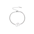 Polished stainless steel box chain bracelet featuring a spiritual Om symbol pendant - OM Symbol Bracelet / Silver