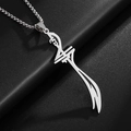 Stainless steel Zulfiqar sword pendant necklace with a polished silver finish for men - Silver