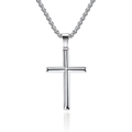 Minimalistische silberne Kreuzkette mit poliertem Edelstahl-Anhänger für Damen und Herren - 3mm Breite - 60cm Länge / Silber