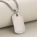 Zilveren roestvrijstalen dogtag ketting met een geborstelde metalen afwerking voor heren - Zilver