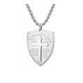 Men's multilayer stainless steel shield necklace with cross and Bible verse engraving - Silver