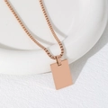 Collana in acciaio inossidabile oro rosa con pendente rettangolare e catena box - 22X15mm Rettangolo Con Catena Veneziana / Oro rosa