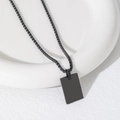 Minimalist matte black stainless steel rectangular pendant necklace with box chain for men - 22X15mm Rectangle With Box Chain / Black