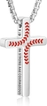 Detail of baseball cross necklace with engraved Be Strong and Courageous quote - Baseball Cross 1:9 (Steel)