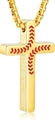 Detail of gold cross pendant with baseball stitching and engraved I CAN DO ALL THINGS text - Baseball Cross 4:13 (Gold)