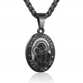 Black stainless steel Saint Joseph religious pendant necklace for men with box chain - Saint Joseph Style / Black
