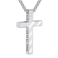 Détail de la croix en acier inoxydable argenté avec gravure de texte biblique - Style Croix Drapeau 4:13 (Simple Face) / Argent