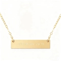 Close-up of gold vertical bar necklace engraved with Jeremiah 29:11 scripture - Jeremiah 29:11 Style
