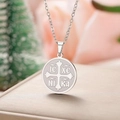Silver Orthodox IC XC NIKA cross medallion necklace with a festive floral background - Silver