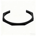 Brazalete abierto de acero inoxidable negro minimalista con diseño hexagonal para hombres - Negro