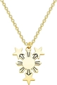Vista de detalle del colgante de sol y estrellas chapado en oro en cadena de eslabones - Collar Sol Estrellas Oro