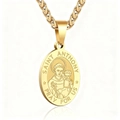 Pendentif religieux Saint Antoine en finition dorée avec gravure en relief - Doré