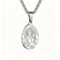 Pendentif religieux Saint Antoine en acier inoxydable argenté brillant pour homme - Argenté