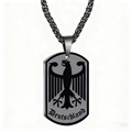 German eagle shield pendant necklace in matte black stainless steel for men - Black