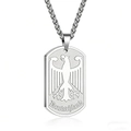 Stainless steel German eagle dog tag necklace with a sturdy Cuban chain for men - Silver