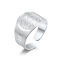 Religious St. Benedict medal stainless steel open ring with Jesus engraving - Silver