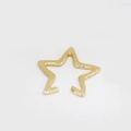 Minimalist gold hollow star cuff earring with geometric open design on white background - Gold