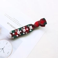 Festive red and green plaid bow scrunchie with white pearls and silver stud accents - Red and Green Plaid (F5202)