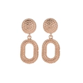 Orecchini ovali retrò in oro rosa con texture di perline in stile vintage regale - Oro Rosa (A5236)